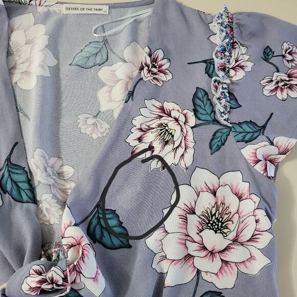 Sister Of The Tribe Floral V-neck Midi Dress with Ruffles and Cutouts - Picture 15 of 16